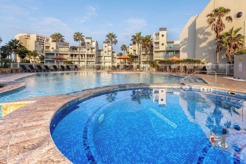 Get ready to splash in the sea or the two large pools on-site.