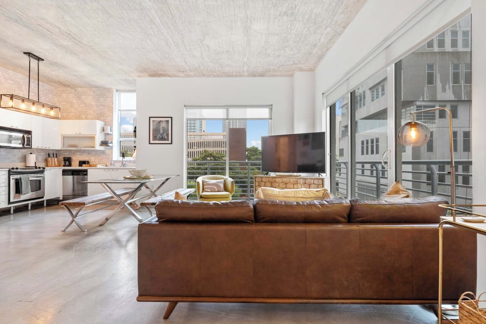 view of the city of miami from the sofa