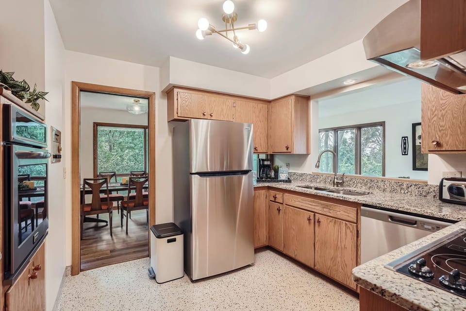 Modern appliances in this spacious 60's kitchen. 