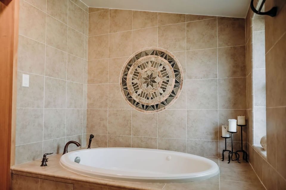 Relax in the whirlpool tub.