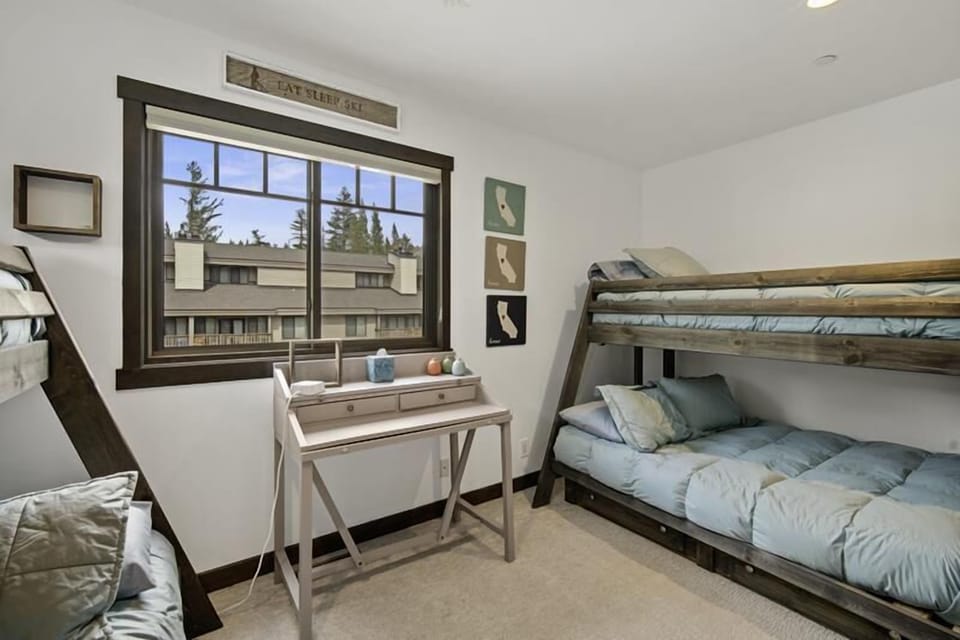 This bedroom also has an attached bathroom.