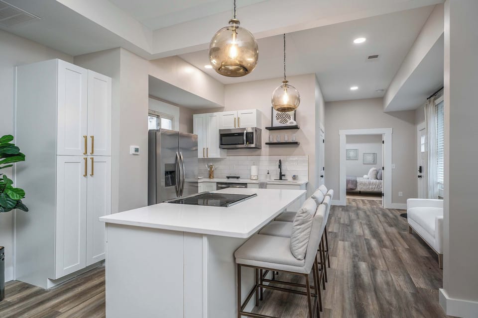 Kitchen bar counter with seating for 3