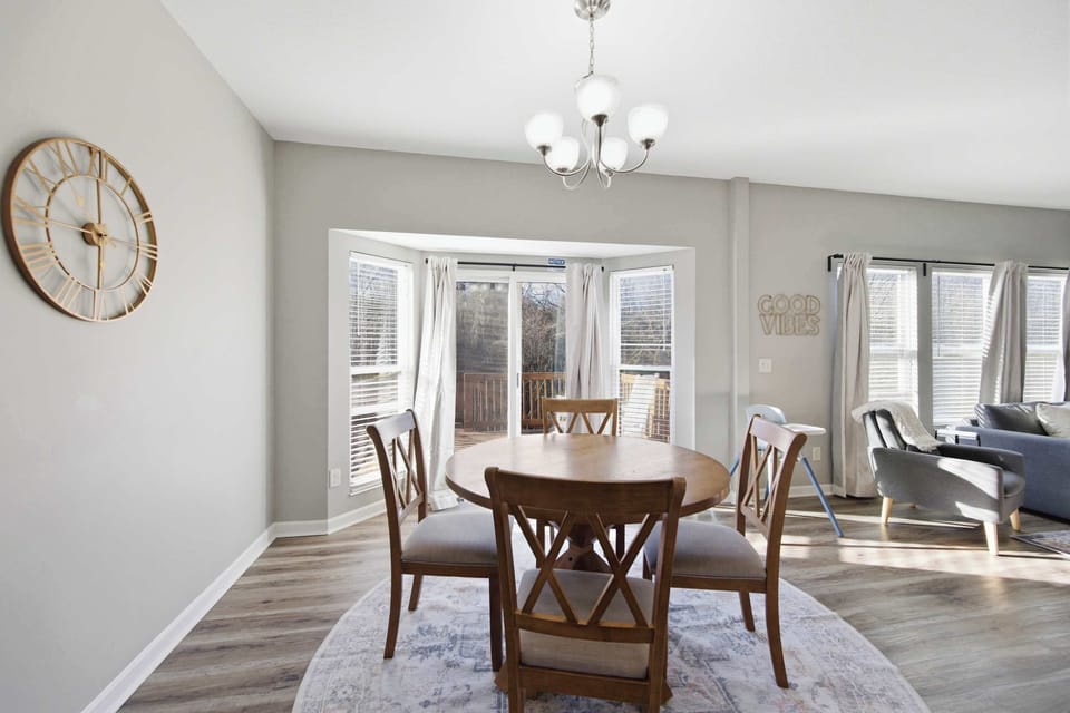 Sip morning coffee or grab a bite at the breakfast table, seating 4