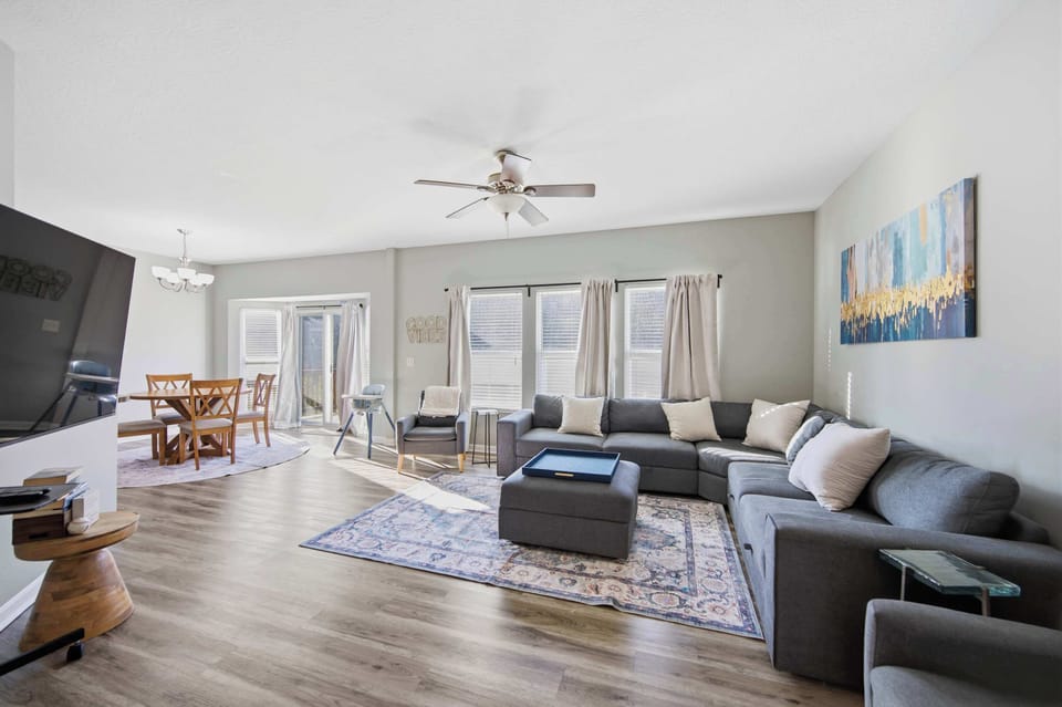 Curl up in the serene living room & stream your favorites on the smart TV