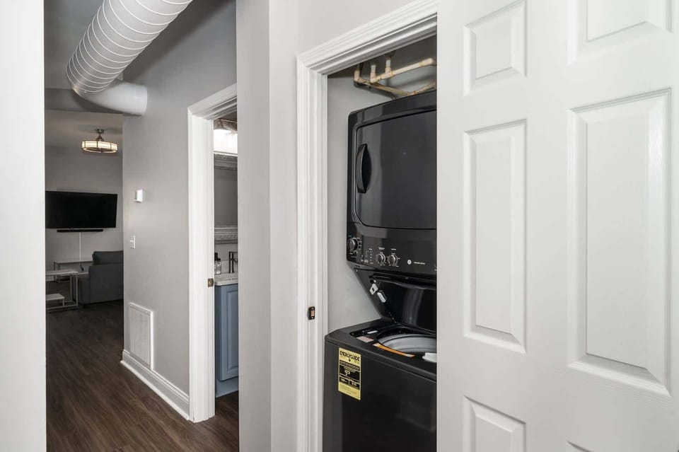 Apt 3 – Private laundry is tucked away in a hall closet