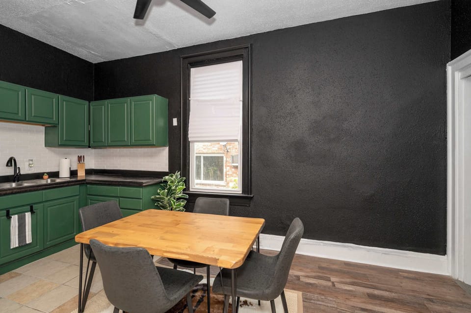 Enjoy mealtimes together at the dining table, seating 4