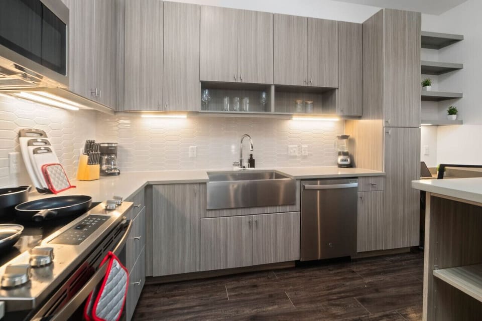 As you step into the kitchen, the clean lines and functional design make you eager to start cooking your favorite dishes.