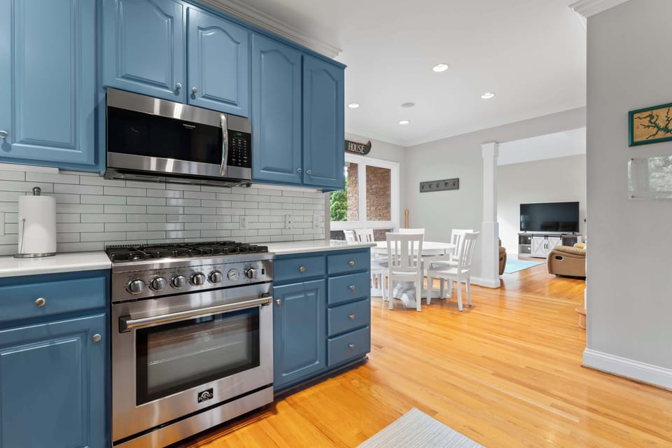 The open, airy kitchen offers ample space & all the comforts of home