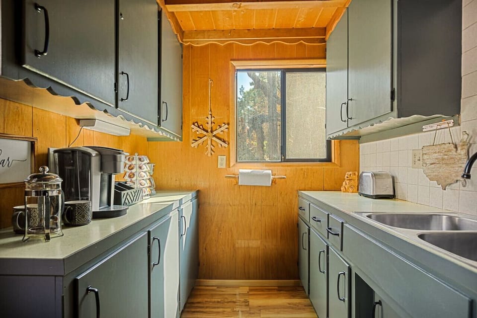 Kitchen features a French press, Keurig coffee maker and coffee for your stay.