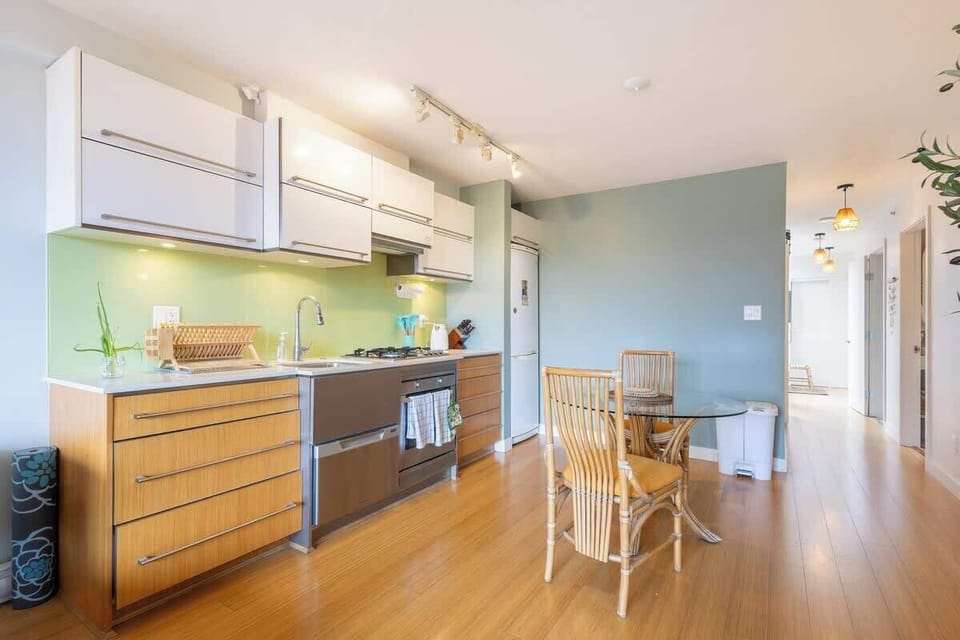 Intimate dining for two: Enjoy meals together in the cozy dining space in the open living area.