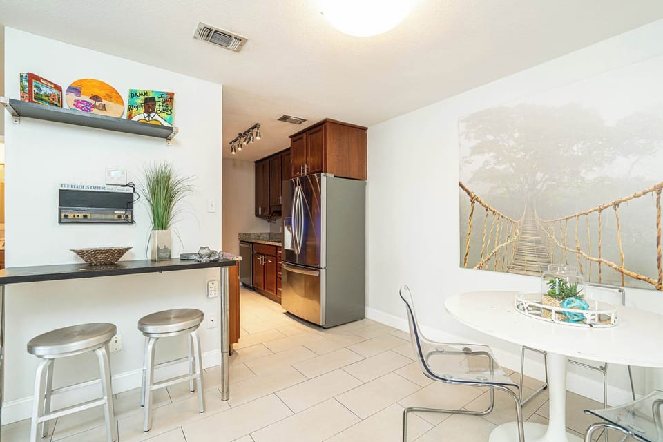 Sip morning coffee or enjoy a meal at the dining table, with seating for 3