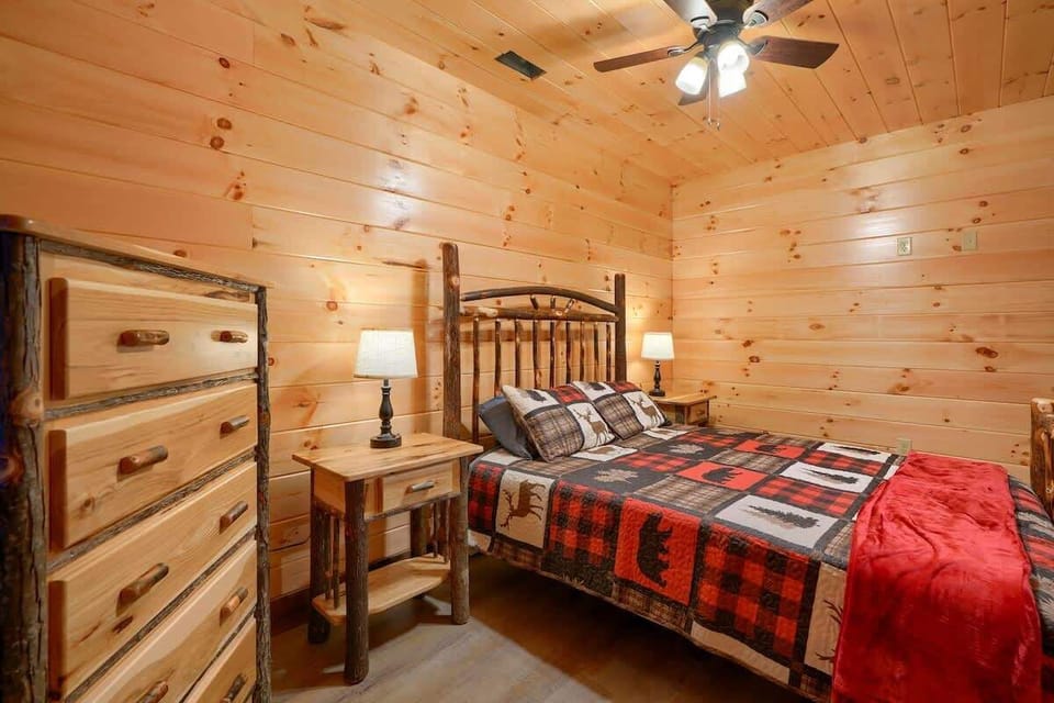 Queen bed in finished walk-out basement