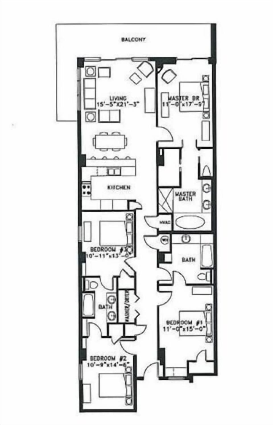 This floor plan showcases a well-designed layout with a spacious living area, four bedrooms, and a modern kitchen