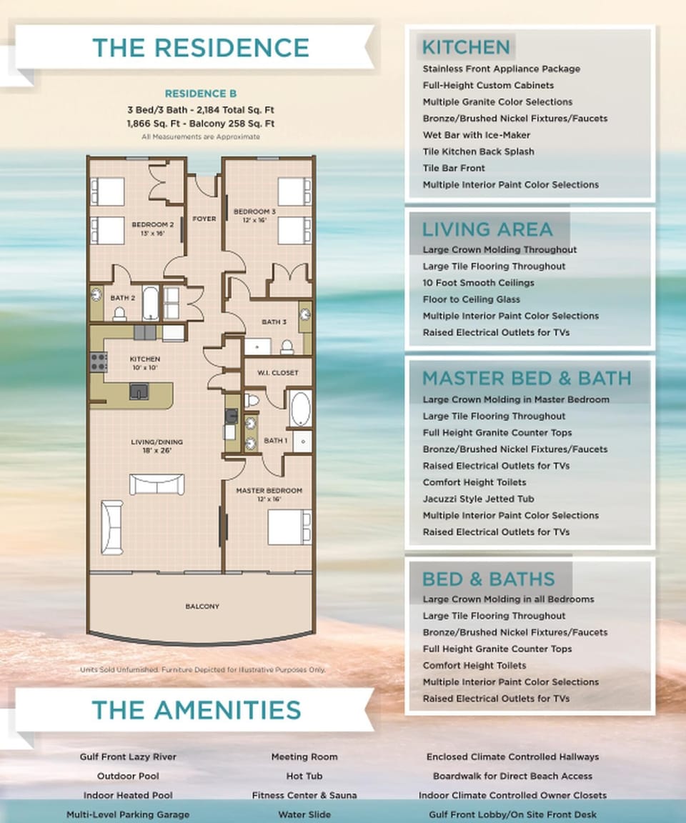 Explore this 3 bedroom 3 bath vacation rental with stunning views and beachfront balcony access from the master suite