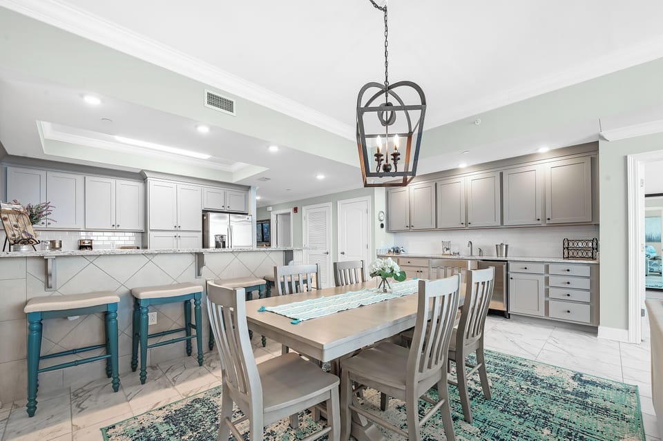 Cook and gather in this stylish kitchen and dining space and admire the open design