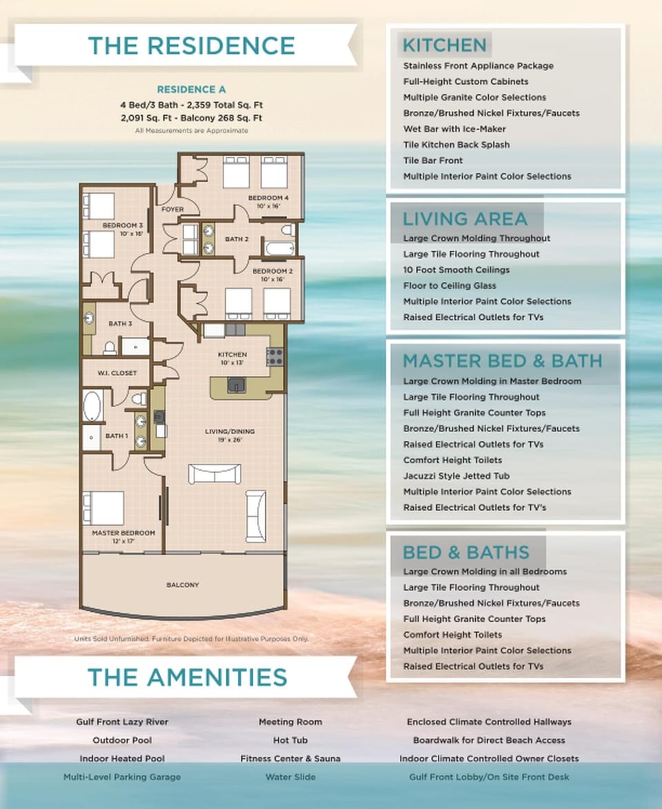 Explore this spacious 4 bedroom 3 bath rental with stunning views and beachfront balcony access from the master suite