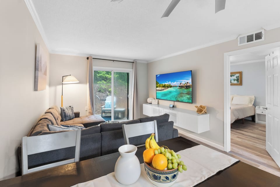 Dining area and living room