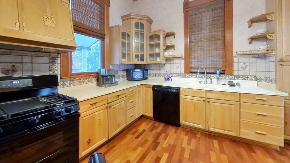 Open kitchen design at The Wildflower House, fully stocked for your cooking needs