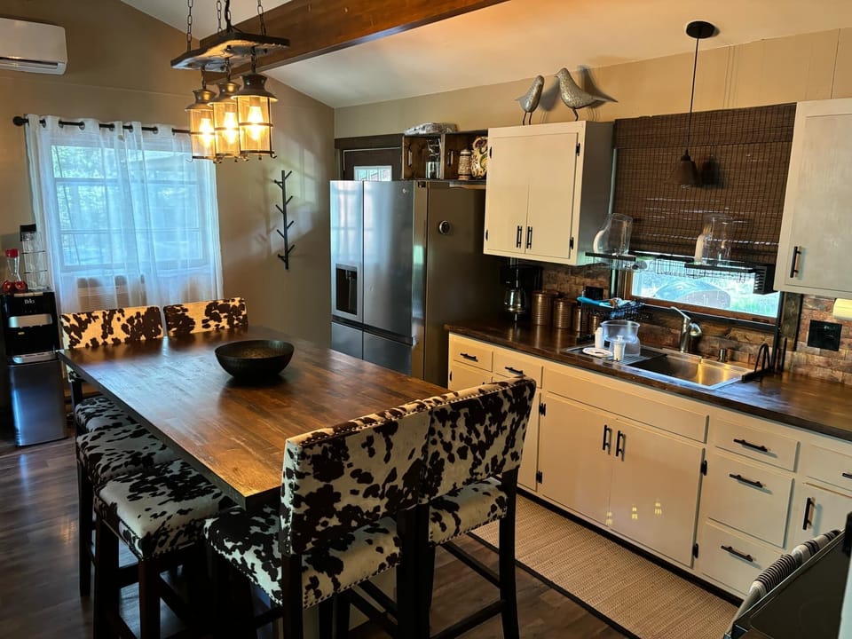 Upstairs kitchen and island eating area