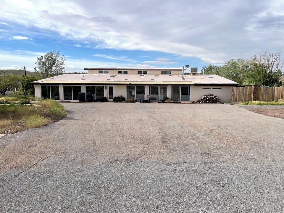Front view of the home from the main driveway.