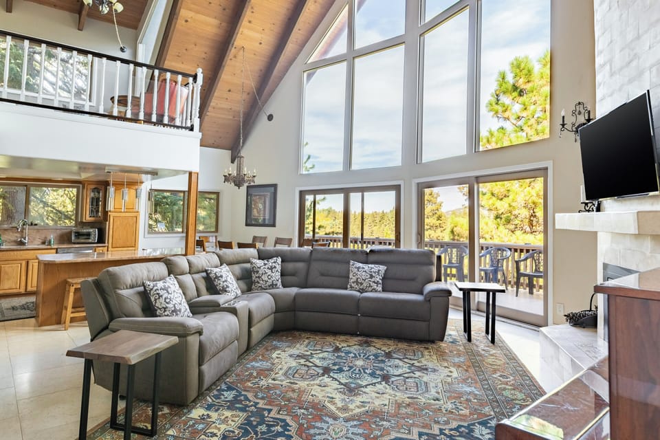 Soaring ceilings and expansive windows.