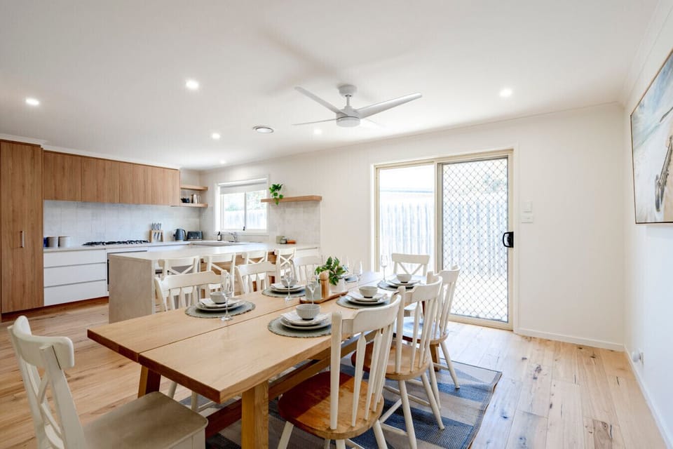 Bright open-plan dining and kitchen, perfect for shared meals
