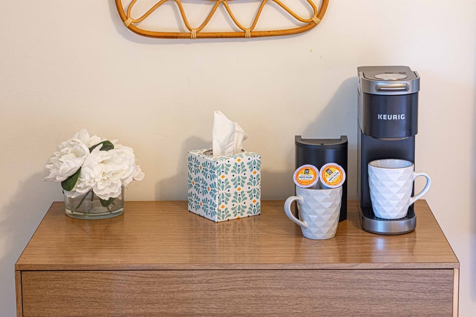 Coffee bar in master bedroom