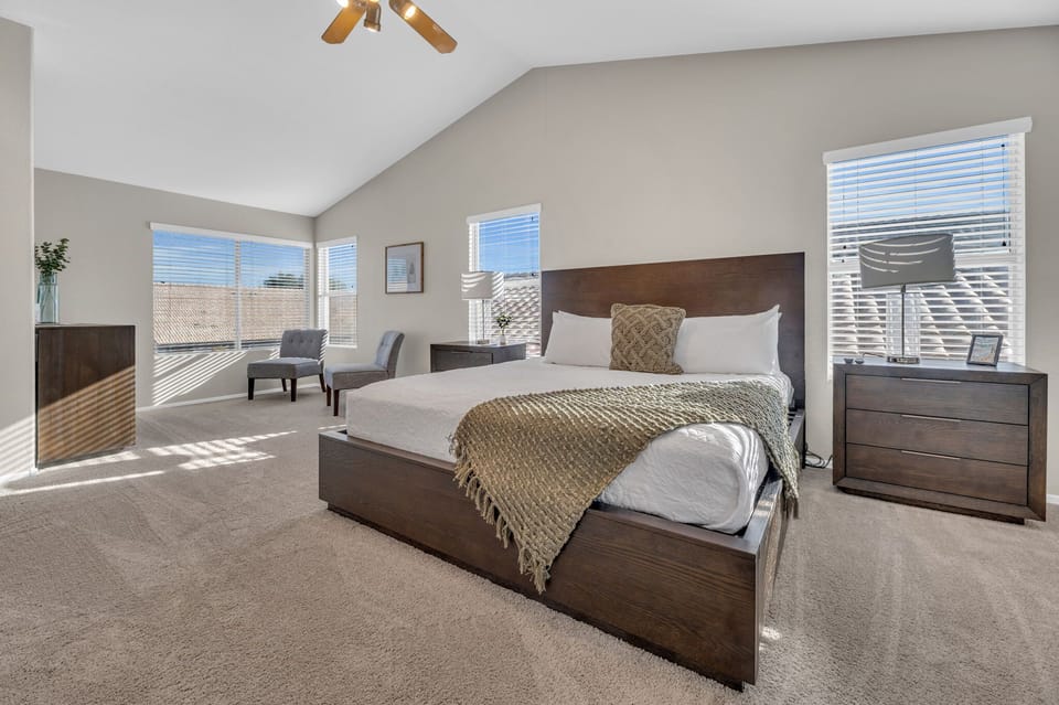 Large master bedroom with King size bed