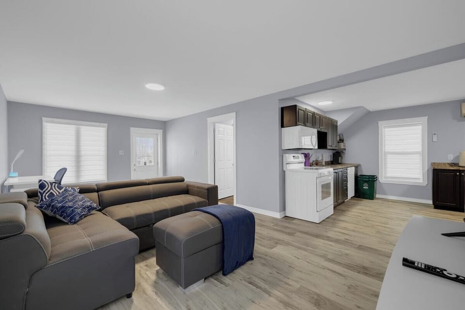 Living room, view of kitchen