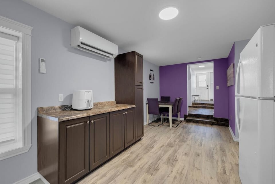 Kitchen with back hallway view.