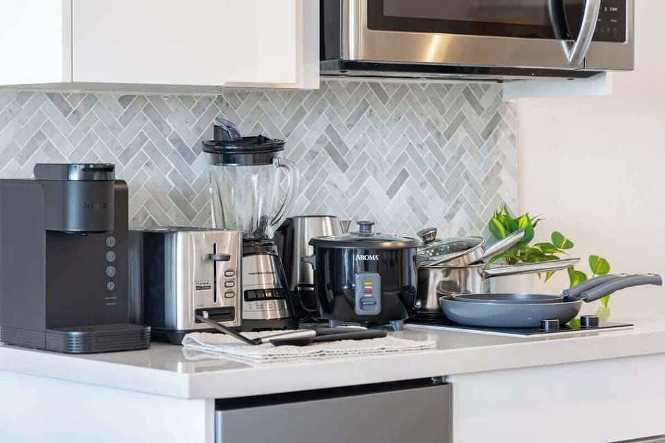 Available appliances for you to use for preparing your meals.
