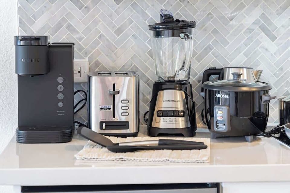 Available appliances for you to use for preparing your meals.