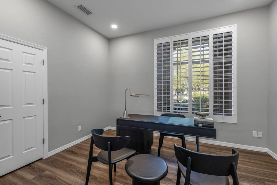 Enjoy this private office space that offers a desk area and wireless printer.