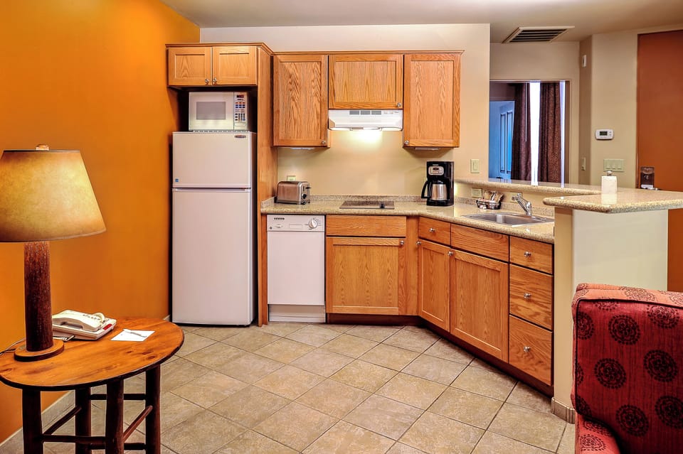 Cook easy meals with a full kitchen and ample counters.