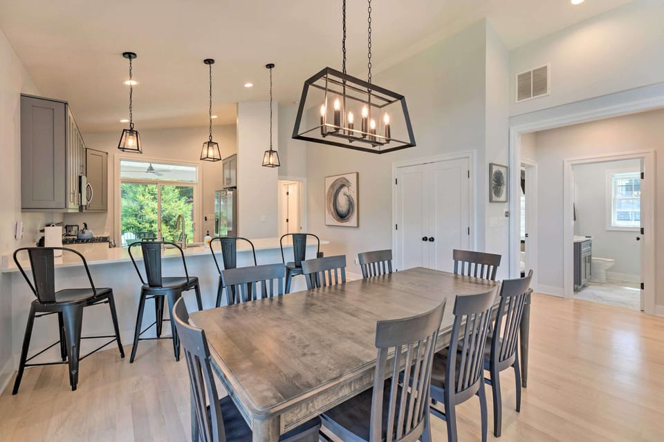 Gather for meals together at the dining table, with seating for 8