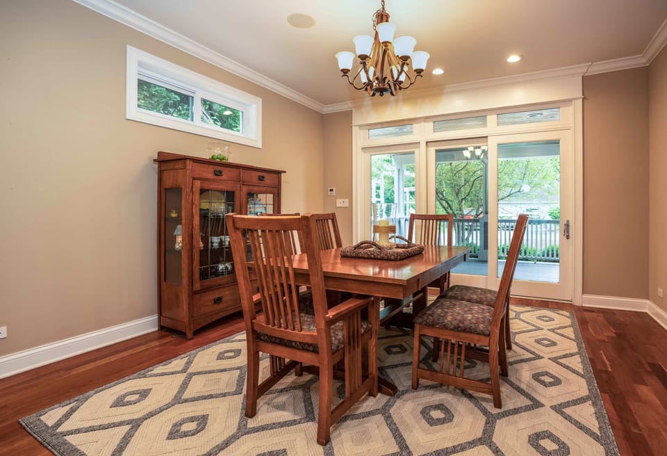 Dining table with seating for 8