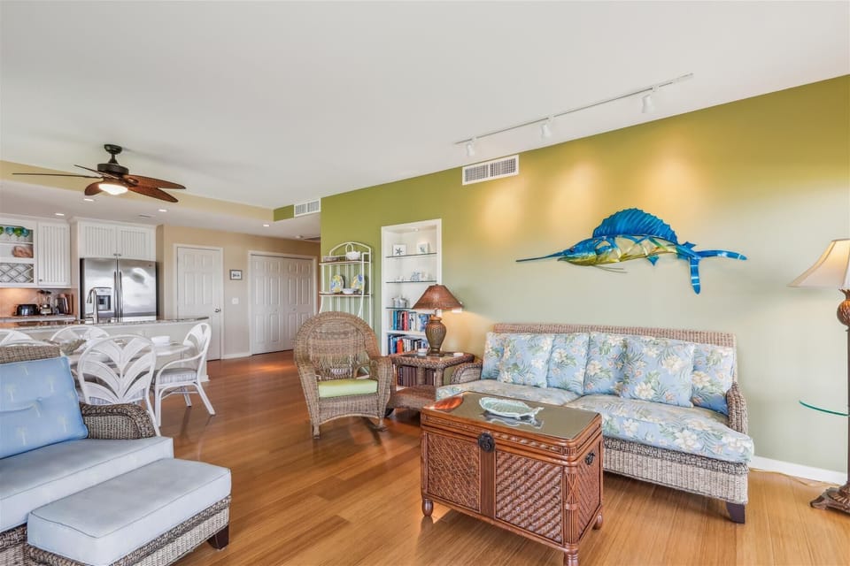 Living Room, Dining Area and Kitchen at 1831 Beachside Tennis