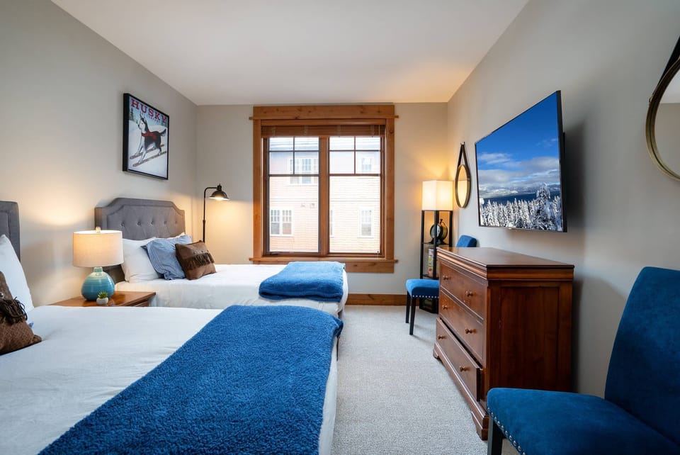 Our cozy second master bedroom has a Smart TV for streaming movies and shows. 
