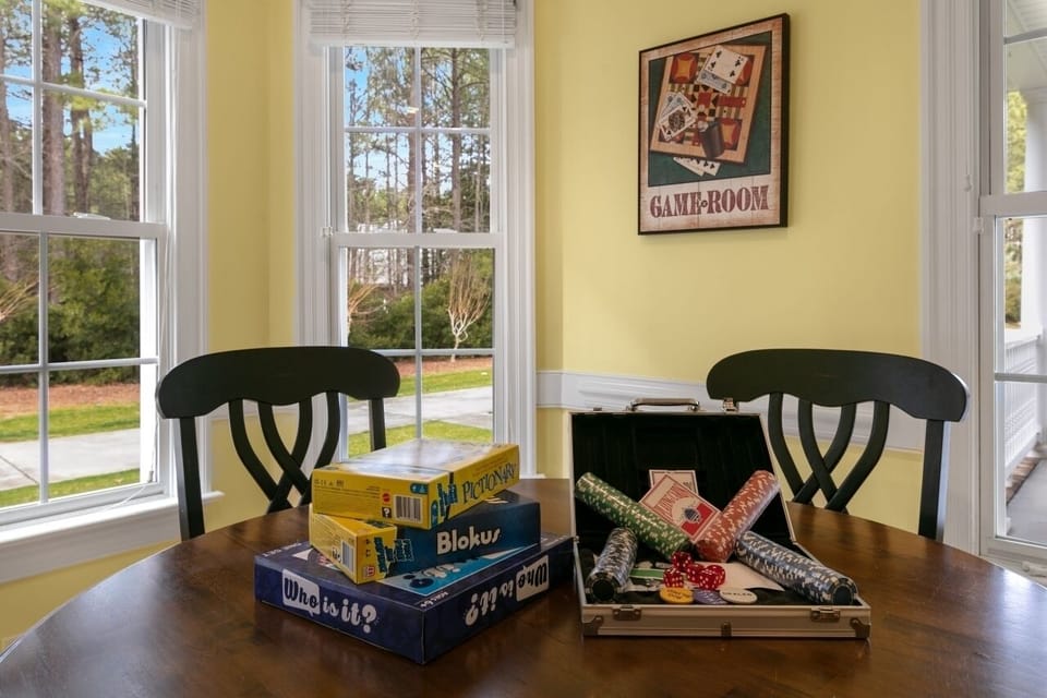 Cozy game room for family fun.