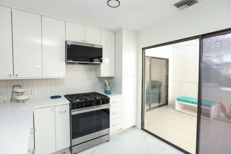 Kitchen with private patio view
