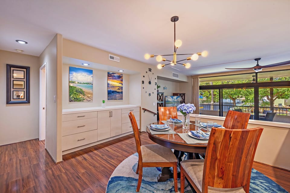 Enjoy your meal in the dining area with table for four.