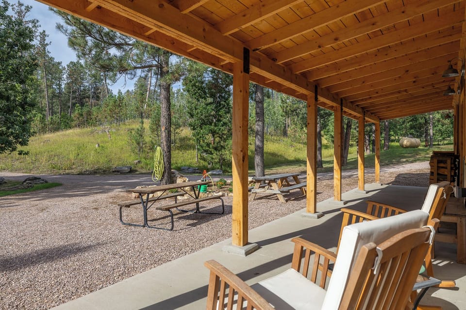 Front porch with rocking chairs. The perfect place to enjoy your morning coffee