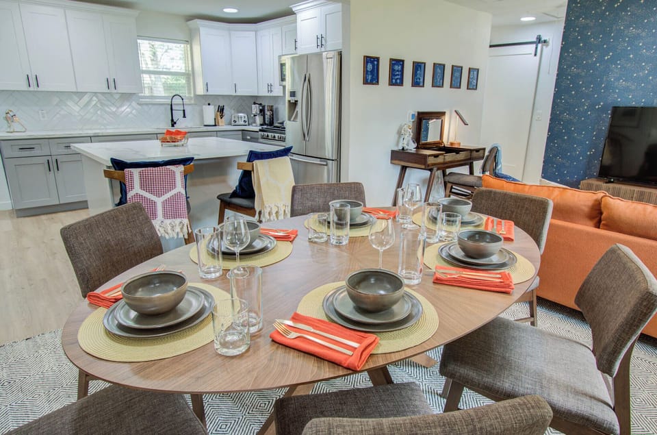 Table setup for the dining area