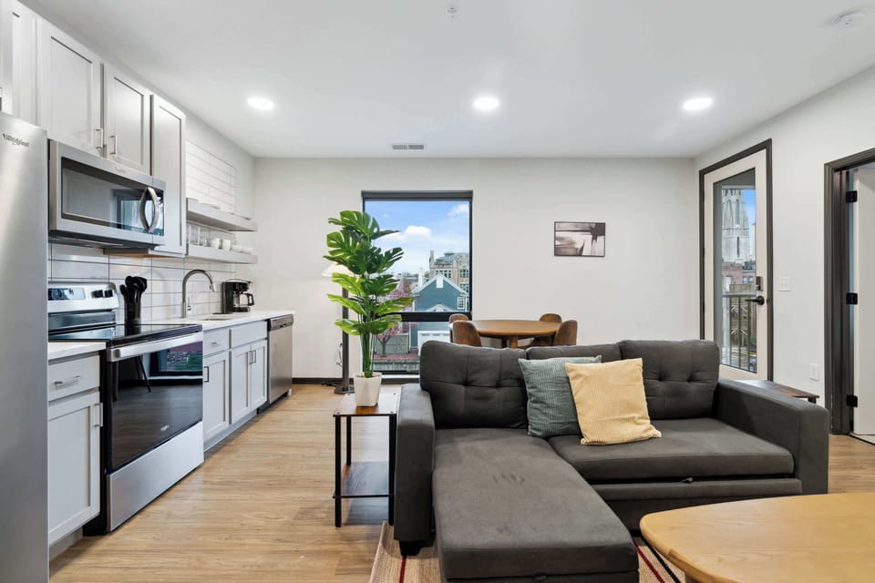 Living Area and Fully Equipped Kitchen