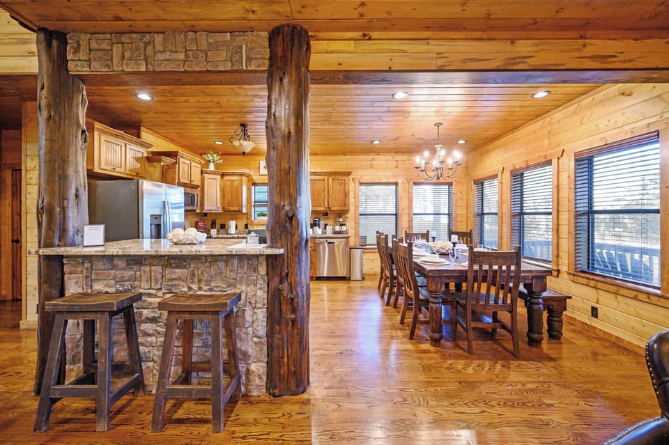 Dine in style around our stunning dining table, complemented by sleek counters.