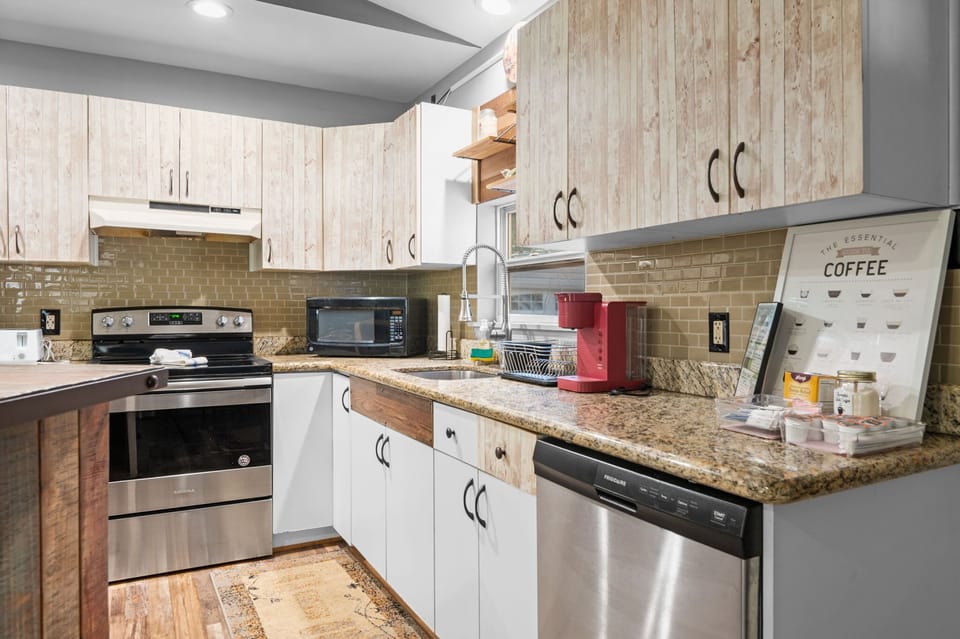 Kickstart your day at the dedicated coffee station, stocked with essentials for a perfect morning brew.