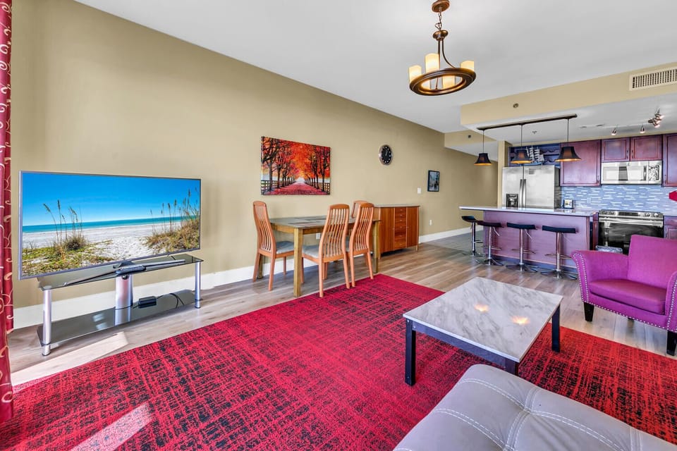 Living room with flat screen