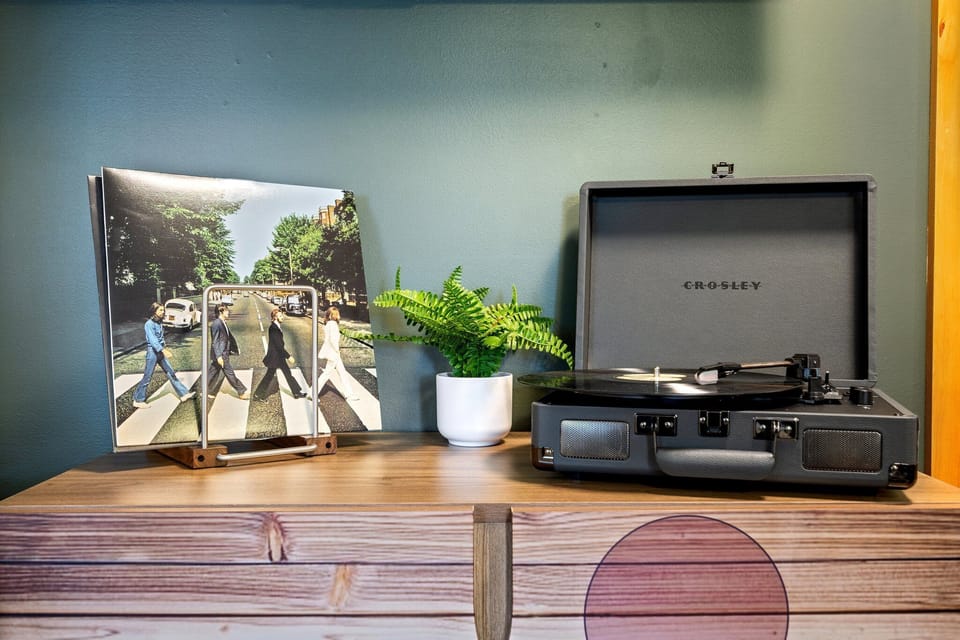 There's a record player already here. Put something on while you unpack.
