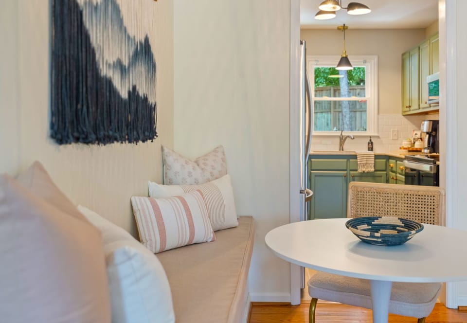 The dining nook seats four or keep it to yourself and stretch out with a book. 
