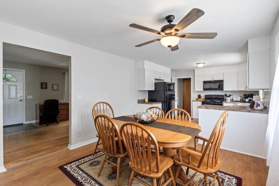 Wood dining room table that seats six!